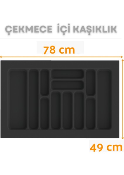 Çekmece Içi Kaşıklık ve Kepçelik Düzenleyici – Antrasit 78X49 cm (69X40 cm Kadar Kesilebilir)