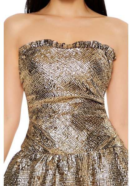 Metallic Volanlı Mini Elbise modelleri