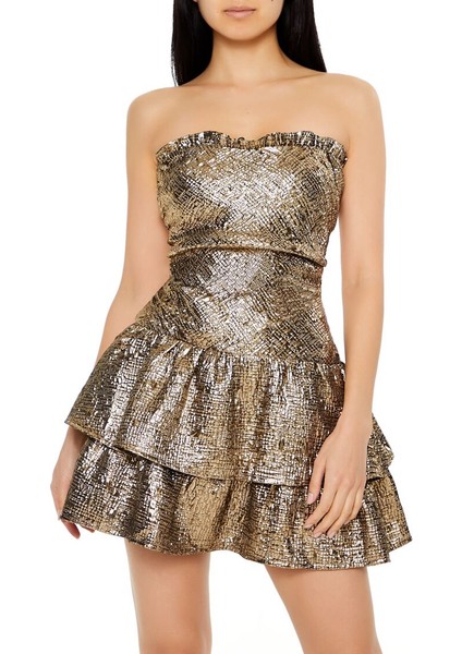 Metallic Volanlı Mini Elbise fırsatları