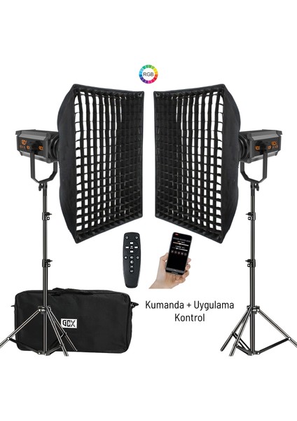 300 Rgb Iıı Profesyonel Ikili Fotoğrafçılık ve Video Renkli Dolgu Işığı Seti