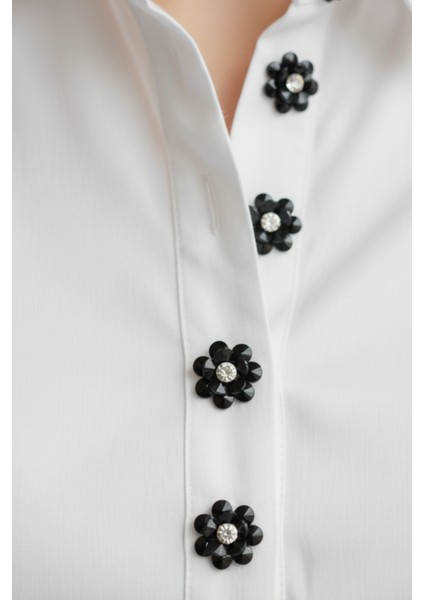 Yeni Trend Siyah Taşlı Kristal Çiçek Düğme Kapağı Broş 1 Adet - Black Diamond Bloom modelleri