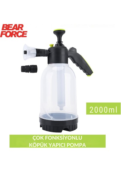 Bear Force Köpük Yapıcı Pompa 2 Litre Köpük Pompası Basınçlı El Pompası Araç Yıkama Şeffaf Oto Bakım