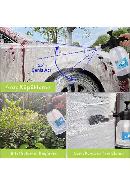 Bear Force Köpük Yapıcı Pompa 2 Litre Köpük Pompası Basınçlı El Pompası Araç Yıkama Şeffaf Oto Bakım fırsatları