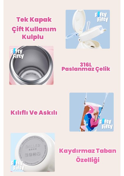 Dıller 520 ml Kılıflı Tek Kapak Çift Kullanım Pipetli/pipetsiz Taşıma El Askılı Vacum Cup/çelik Termos -D9338ML520 fiyatları