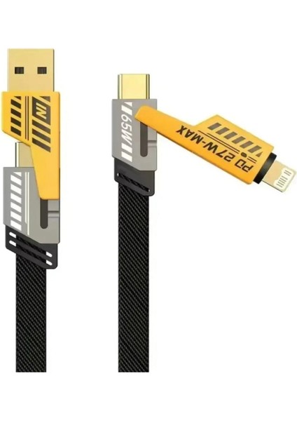 Çok Fonksiyonlu 4'ü 1 Arada Usb-C Hızlı Şarj ve Veri Transfer Kablosu – Iphone, Android ve Daha