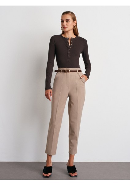 32024 Çıtçıtlı Uzun Kollu Top-Koyu Kahve indirimleri