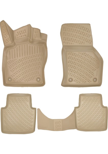 Rizline Skoda Super B 2015-2023 Ile Uyumlu 3D Havuzlu Paspas Bej