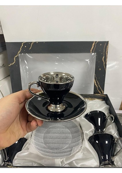 6 Kişilik Siyah Modern Fincan Takımı