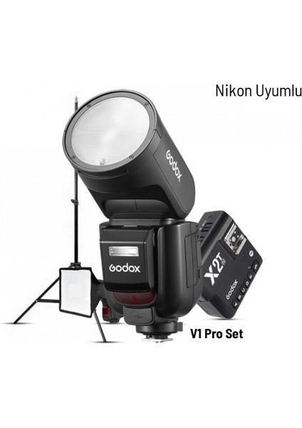 V1 Pro Nikon Flaş Full Set (Flaş, X2 Tetikleyici, 15X20 Softbox, Tripod)