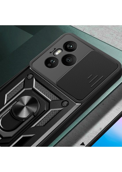 Honor 400 Pro Kılıf Magnetik Standlı Kamera Korumalı Zore Sürgülü Vega Kapak - Siyah indirimleri