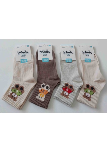 Panda 99 Ayıcık Desenli Renkli Kolej Çorap – Unisex – 36/40 Numara