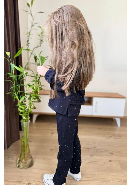 Taş Işlemeli Kapüşonlu Kız Çocuk takım - Siyah modelleri