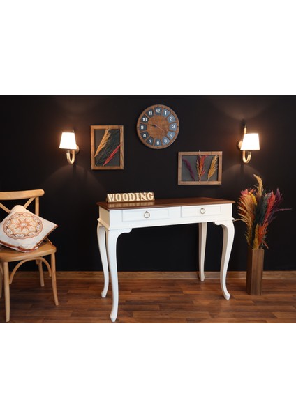 120 cm Çekmeceli Masif Beyaz Ceviz Dresuar