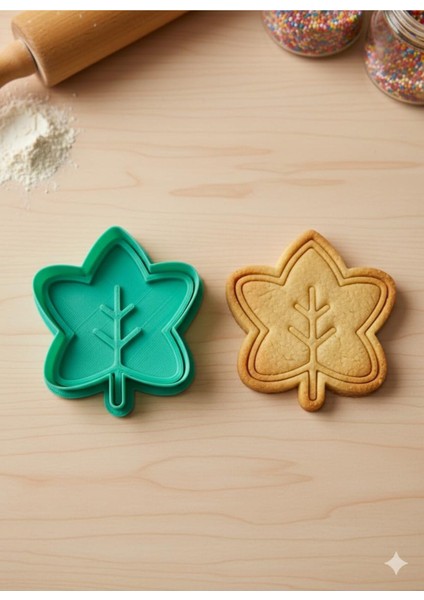 Sonbahar Yaprakları Kurabiye Kalıbı Seti, 5 Parça, Yeşil, Doğa Hamur Şekillendirici, Özel Tasarım indirimleri