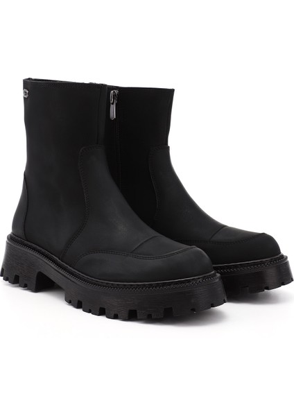 Kadın Siyah Yuvarlak Burunlu Fermuarlı Bot fiyatları