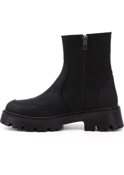 Kadın Siyah Yuvarlak Burunlu Fermuarlı Bot modelleri