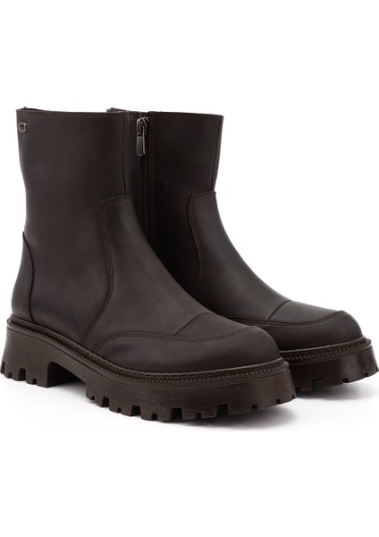 Kadın Kahverengi Yuvarlak Burunlu Fermuarlı Bot fiyatları