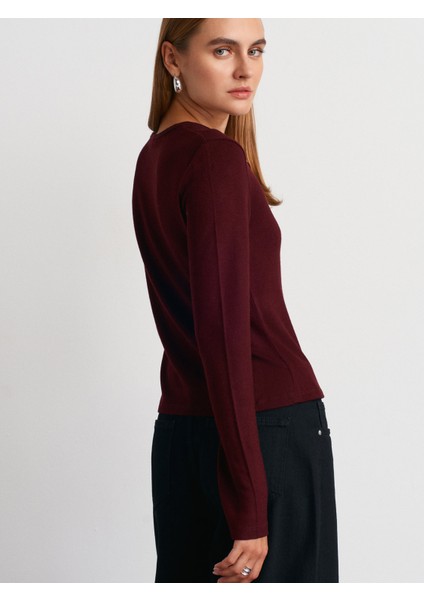 32055 Uzun Kollu Hırka-Bordo fiyatları