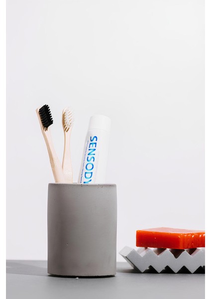 Beton Diş Fırçalık | Kalemlik, Makyaj ve Banyo Düzenleyici Organizer 8X10 cm fiyatları