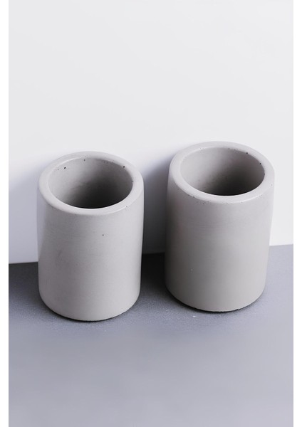 Beton Diş Fırçalık | Kalemlik, Makyaj ve Banyo Düzenleyici Organizer 8X10 cm