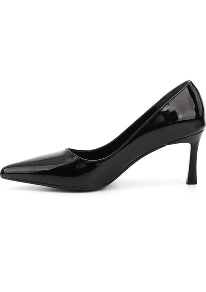 Kadın Siyah Rugan Sivri Burun Ince Topuklu Stiletto modelleri