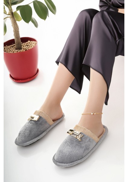 Kadın Ev Terliği Peluş Yıkanabilir Içi Yünlü Kürklü Terlik Misafir Çeyiz Bohça Gelin Terliği