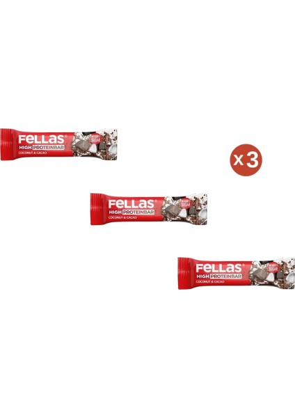 Yüksek Protein Bar - Hindistan Cevizli ve Kakaolu 45G (3 Adet)