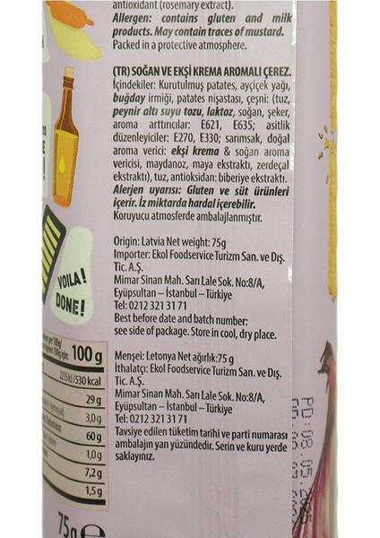 Soğan ve Ekşi Krema Aromalı Patates Cipsi 75 G (2 Adet) fırsatları