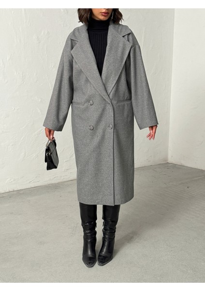 Kadın Düğmeli Yumuşak Dokulu Kaşe Kaban fırsatları