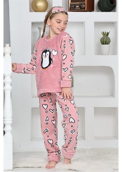 Yeni Sezon Sonbahar/kış Kız Çocuk Penguen Desenli Polar Pijama Takımı 4994 fırsatları