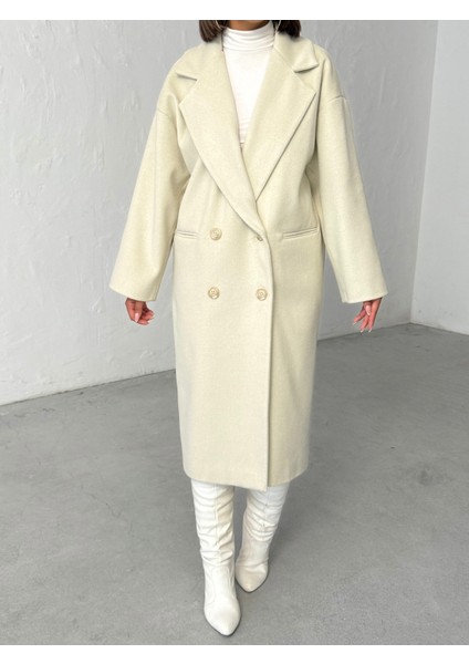 Kadın Düğmeli Yumuşak Dokulu Kaşe Kaban indirimleri