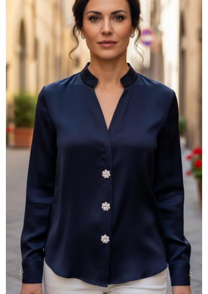 Yeni Trend Kristal Çiçek Düğme Kapağı Broş 1 Adet - Lumina Flora modelleri