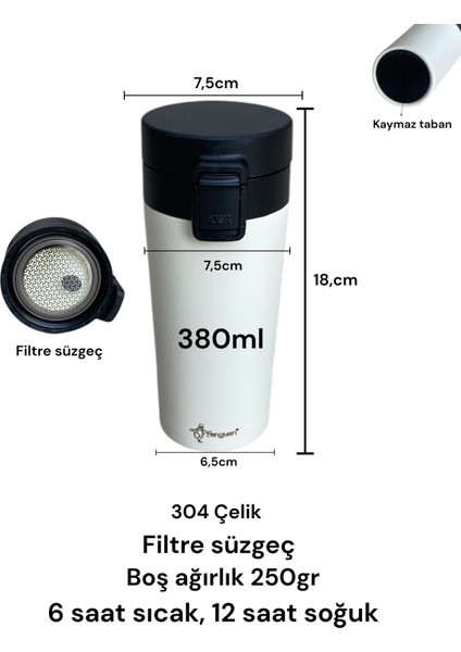 Bitki Çayı Termosu Filtreli Sıcak Soğuk Süzgeçli El Termos Araç Okul Iş Seyahat Bardak Termos 380ML modelleri