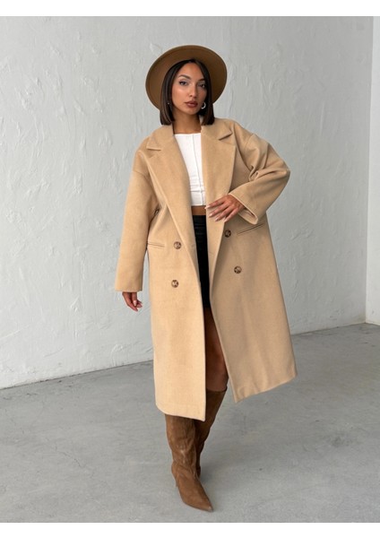 Kadın Düğmeli Yumuşak Dokulu Kaşe Kaban fiyatları