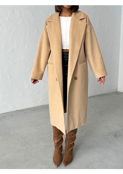 Kadın Düğmeli Yumuşak Dokulu Kaşe Kaban indirimleri