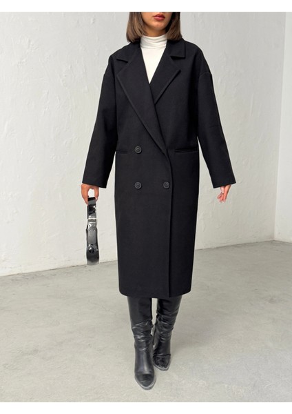 Kadın Düğmeli Yumuşak Dokulu Kaşe Kaban modelleri