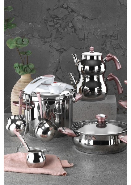 18 Parça Çelik Çeyiz Seti Rose