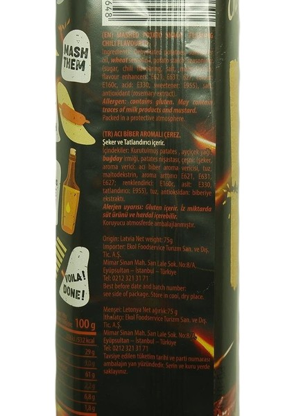 Acı Biber Aromalı Patates Cipsi 75 G (2 Adet) indirimleri