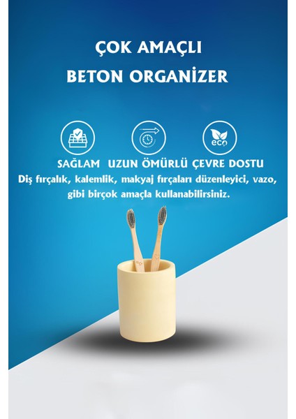 Beton Silindir Organizer | Diş Fırçalık, Kalemlik, Makyaj Fırçalık Çok Amaçlı Düzenleyici fiyatları