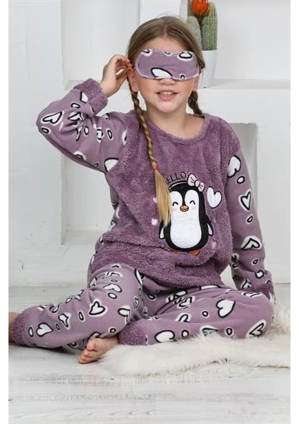 Yeni Sezon Sonbahar/kış Kız Çocuk Penguen Desenli Polar Pijama Takımı 4994 fırsatları