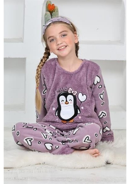 Yeni Sezon Sonbahar/kış Kız Çocuk Penguen Desenli Polar Pijama Takımı 4994 indirimleri