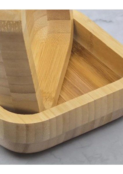 Pinterest Stil 3'lü Doğal Bambu Çerezlik Seti Ahşap Dekoratif Sade Kase Kare Atıştırmalık Kabı indirimleri