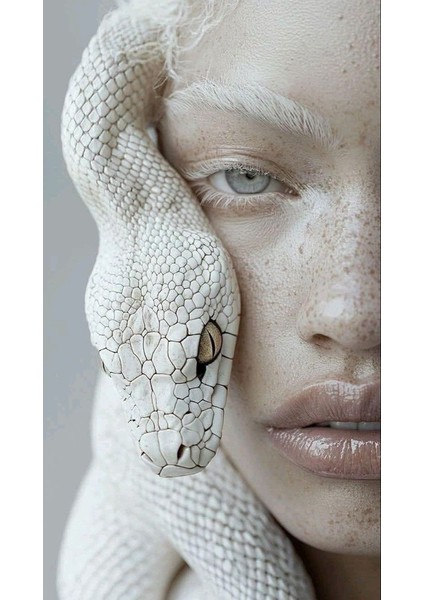 Albino Kadın ve Yılan Ev Duvar Salon Güzellik Salonu Ofis Dükkan Dekarasyon Kanvas Tablo fiyatları