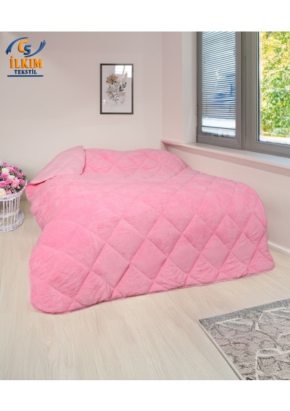 Cs Ilkim Tek Kişilik Lüx Pembe Welsoft Yorgan Çift Taraflı 155X215