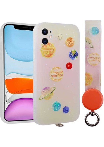 Apple iPhone 11 Kılıf Desenli El Askılı Ipli Khyr Arte Silikon Kapak-No5