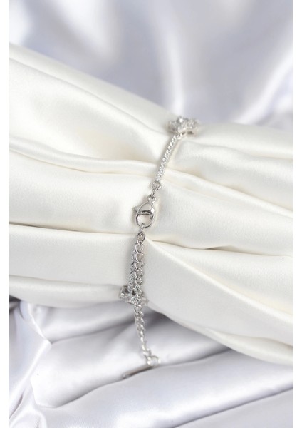 Bfs Pirinç Gümüş Renk Yıldız Model Kadın Bileklik fiyatları