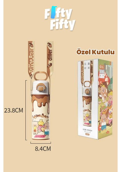 Dıller 520 ml Kılıflı Tek Kapak Çift Kullanım Pipetli/pipetsiz Taşıma El Askılı Vacum Cup/çelik Termos -D9260ML520 fırsatları