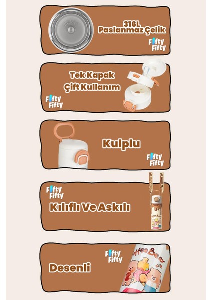 Dıller 520 ml Kılıflı Tek Kapak Çift Kullanım Pipetli/pipetsiz Taşıma El Askılı Vacum Cup/çelik Termos -D9260ML520 indirimleri