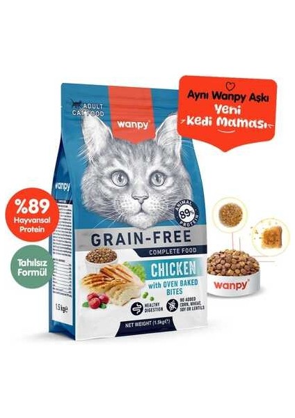 Tahılsız Tavuklu Yetişkin Kedi Maması 1,5 kg
