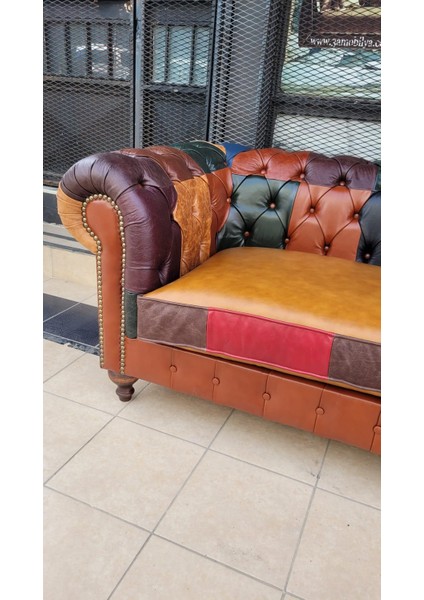 Hakiki Deri Atlas Chesterfield